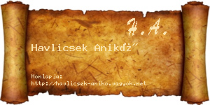 Havlicsek Anikó névjegykártya